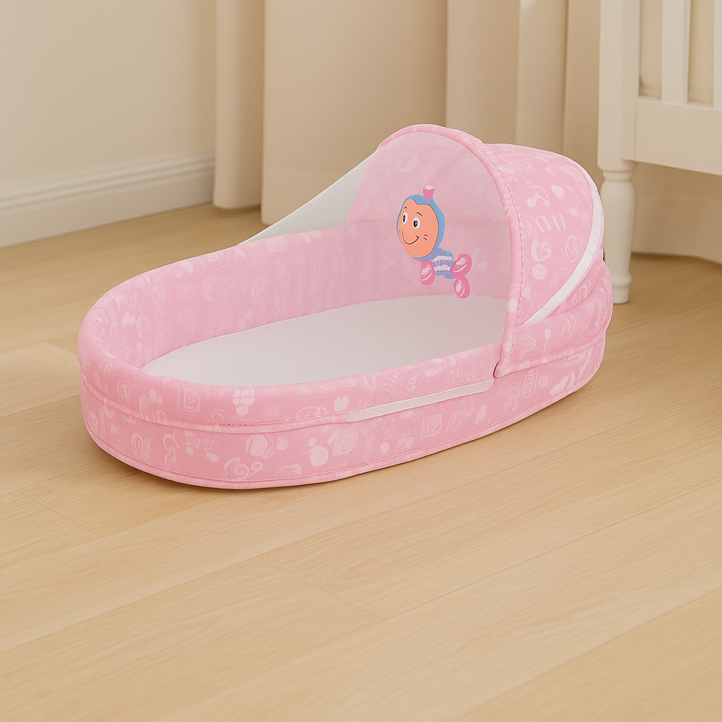 lit-de-voyage-bebe-multifonctionnel-rose