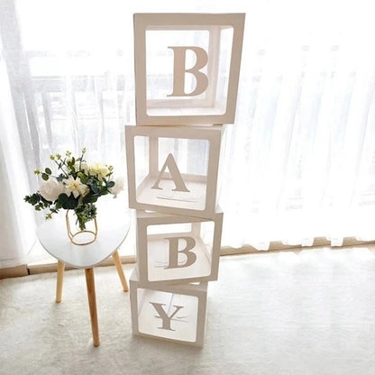 Boîtes à ballons transparentes pour bébé avec lettres - Bébés et Mamans